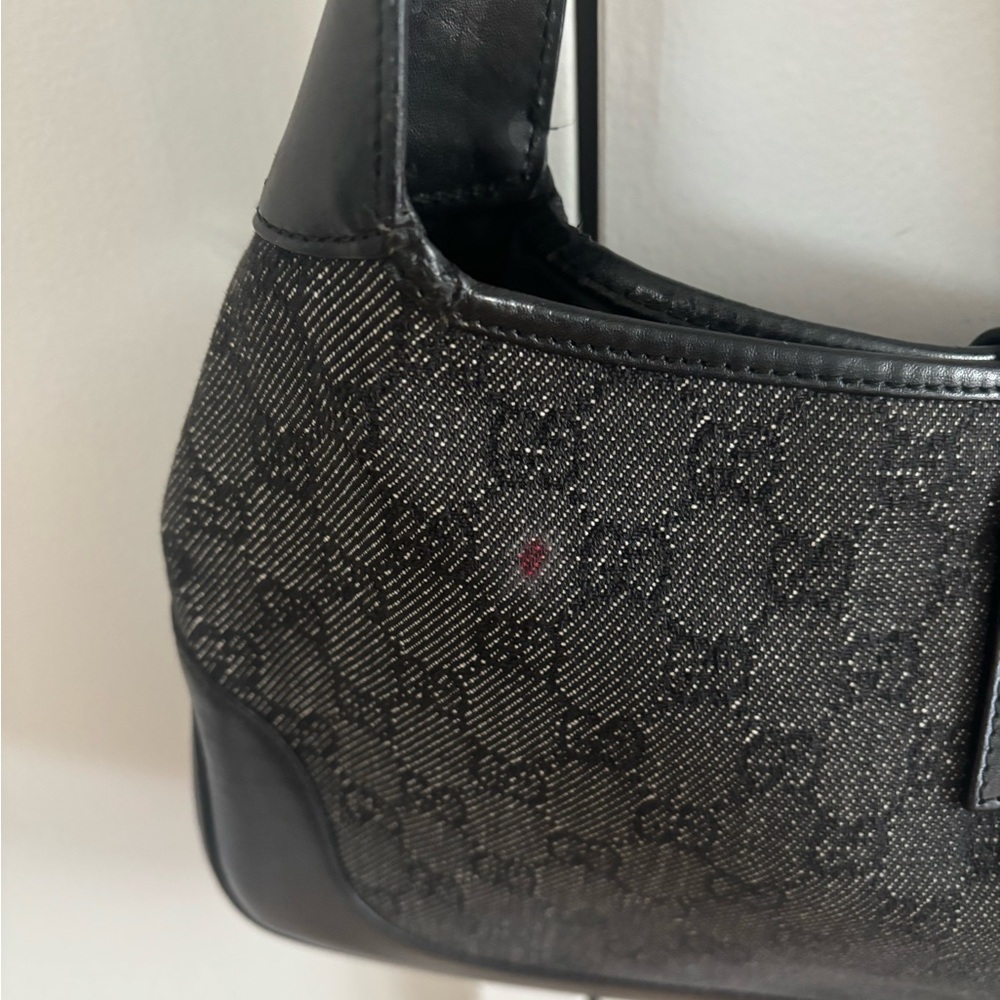 Gucci Jackie Vintage Black Denim Shoulder Bag with Silver Hardware - Picture 10 of 12